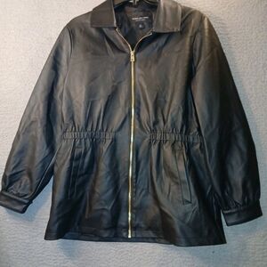 Marc New York Andrew Marc Womens Black Faux  Leather Jacket Size Medium